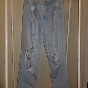 Hollister High Rise Ripped Jean 11/w30, light blue